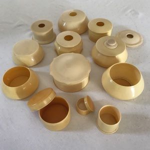 Vintage Celluloid French Ivory dresser containers